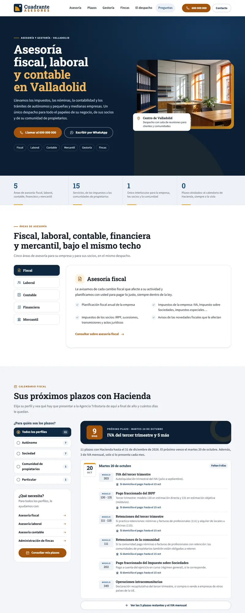 Full page of the accounting and tax firm website