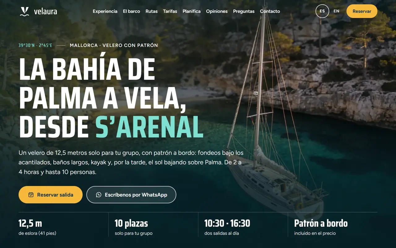 Velaura website on a desktop screen