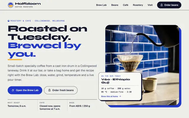 Coffee roastery website