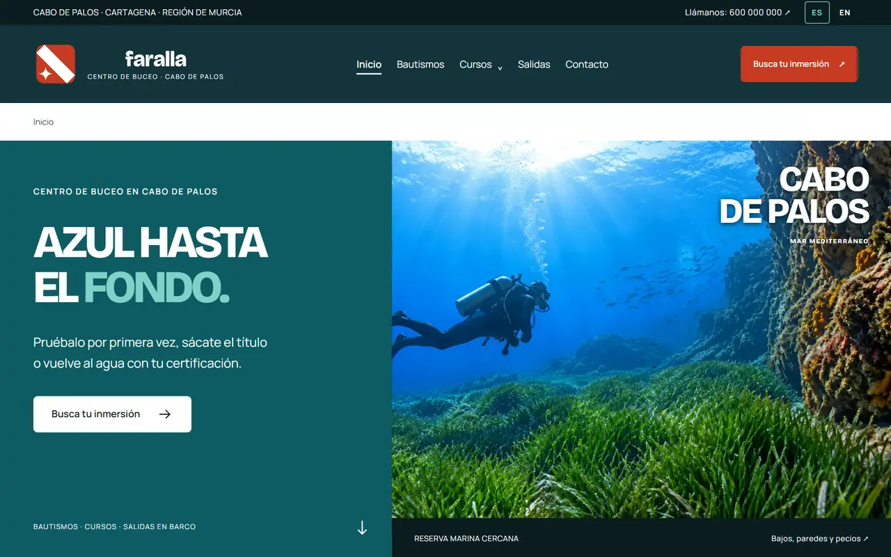 Faralla website on a desktop screen