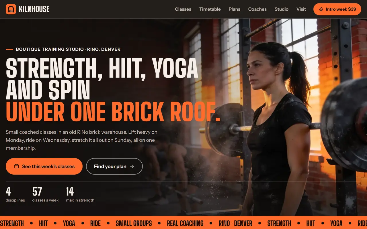 Kilnhouse website on a desktop screen