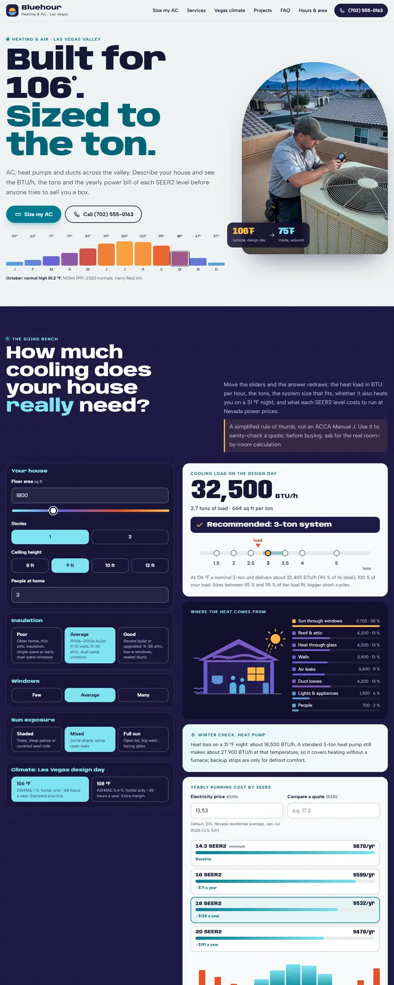 Full page of the HVAC company website