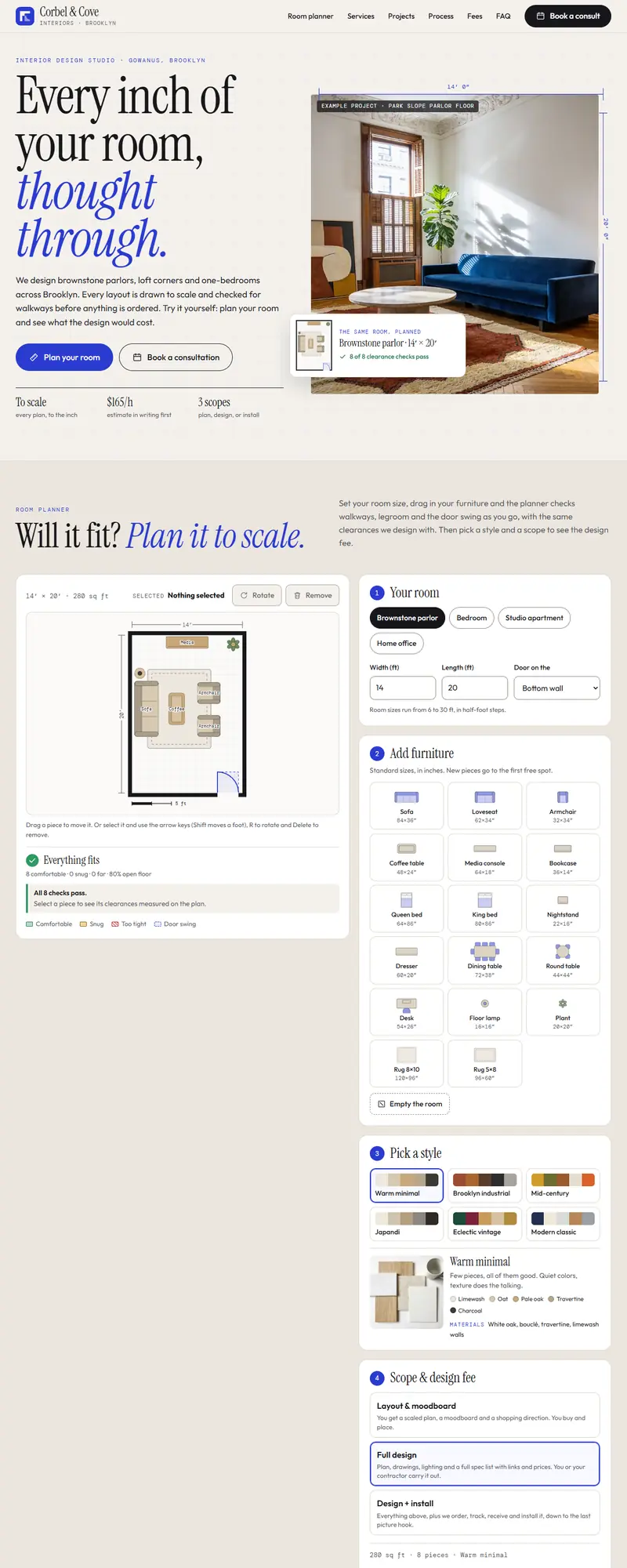 Full page of the interior design website