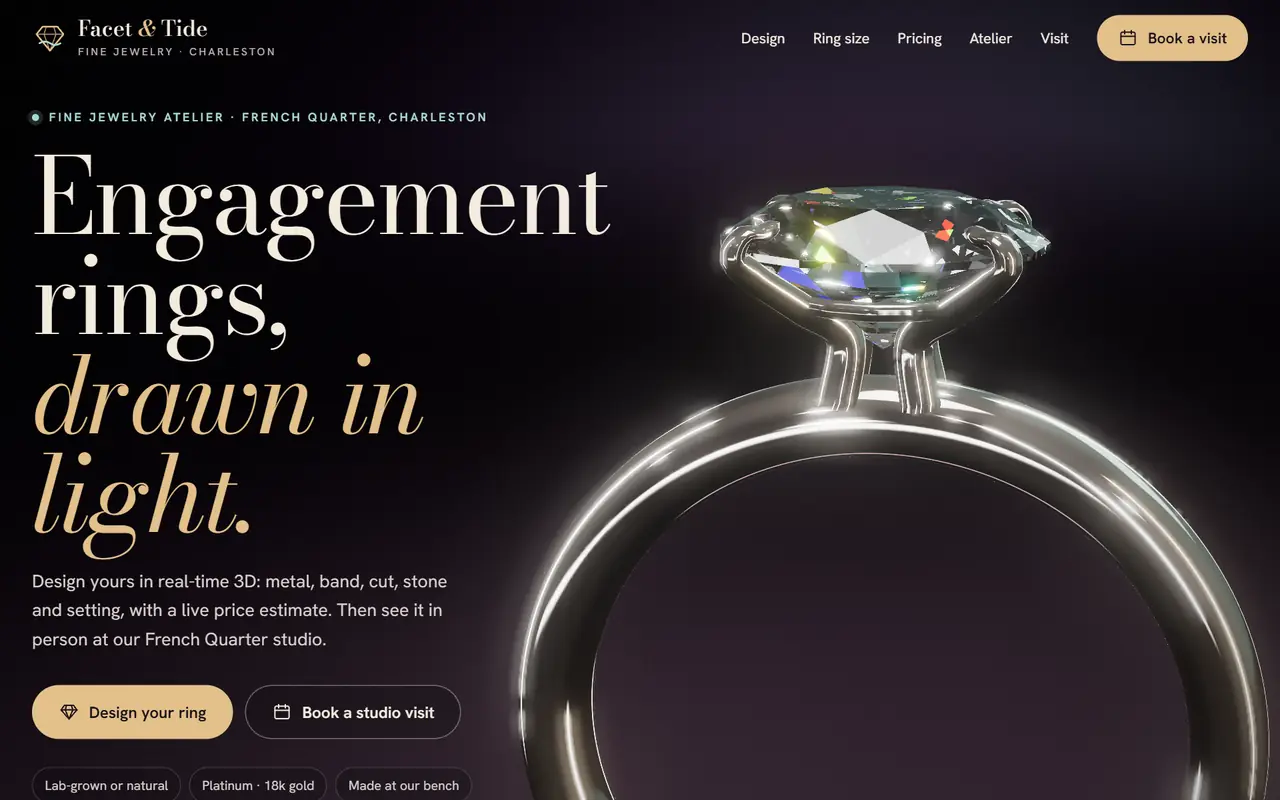 Facet & Tide website on a desktop screen