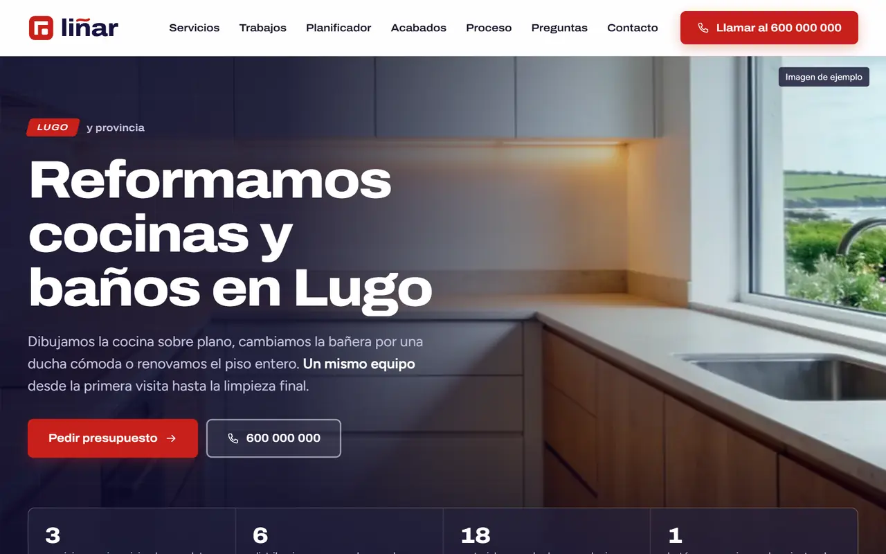 Liñar Cocinas y Reformas website on a desktop screen