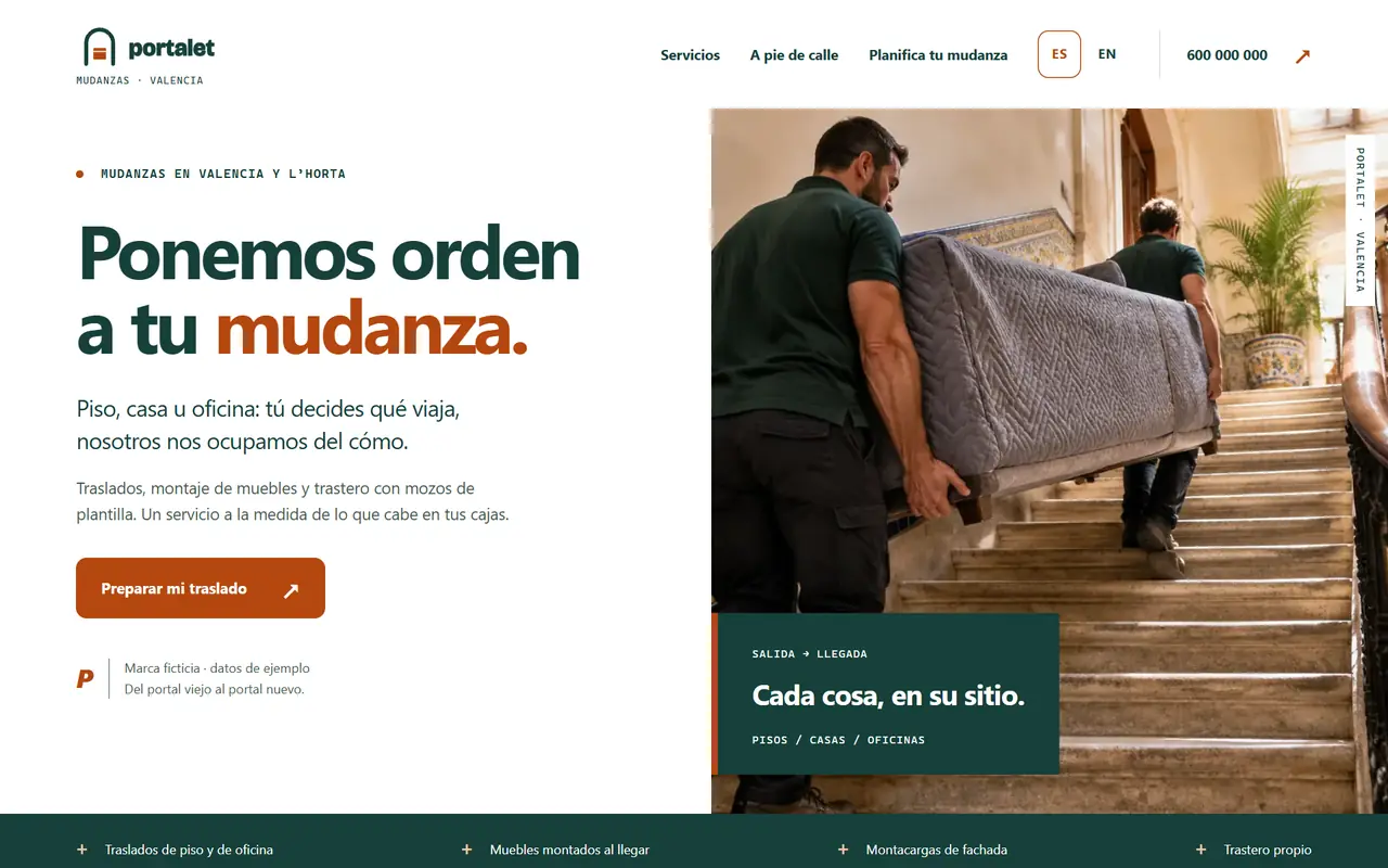 Portalet website on a desktop screen