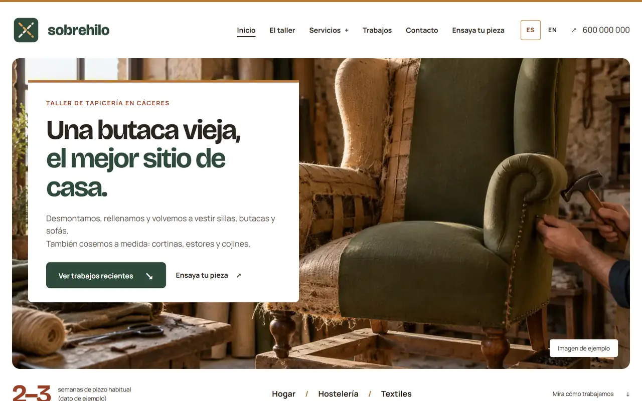 Sobrehilo website on a desktop screen